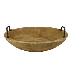 Coastal Home - Mango Wood Bowl W/ Metal Handles 9x30cm